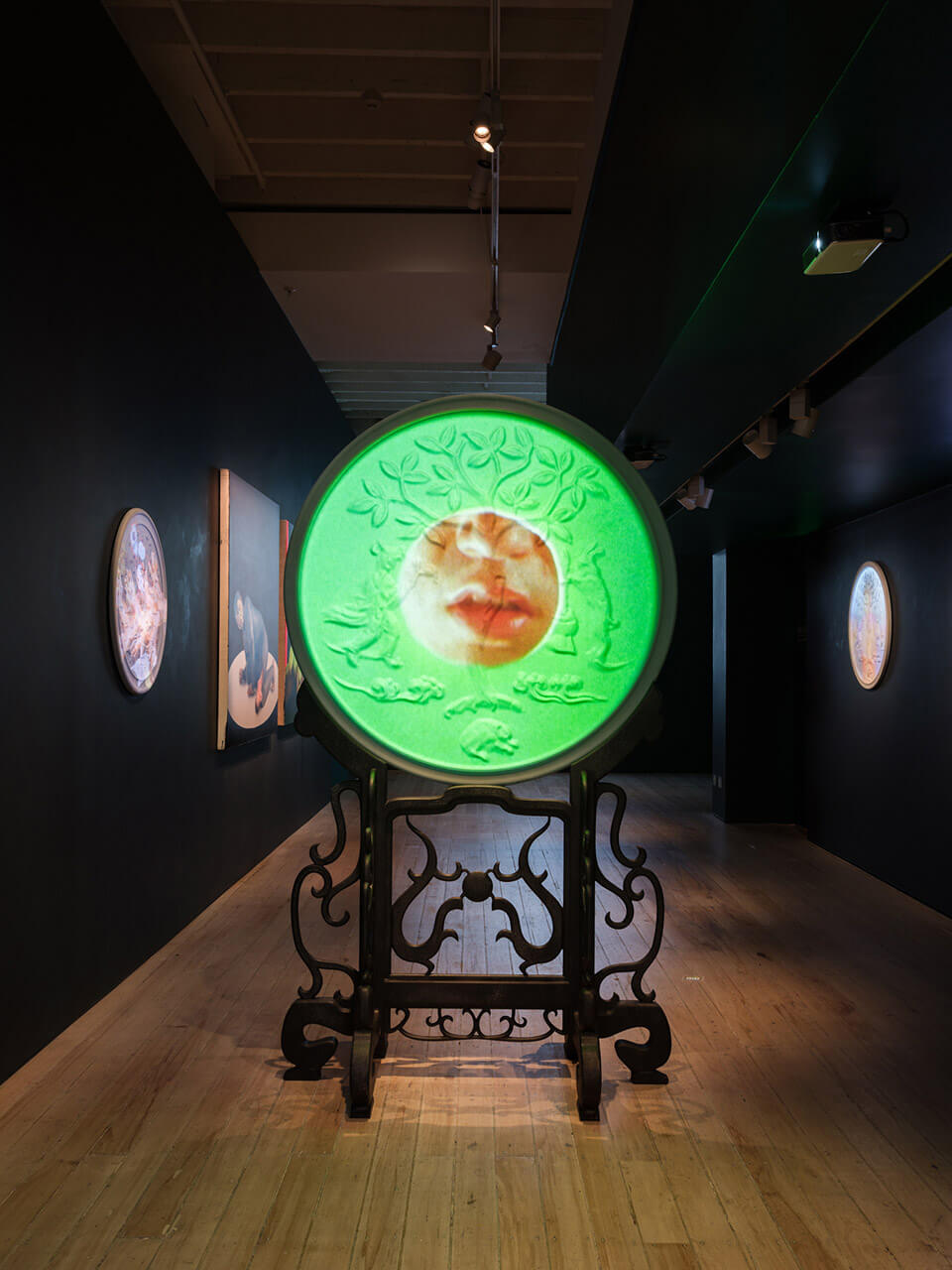 Video installation Ye Fu by Fang Di displayed on large screen in darkened gallery space