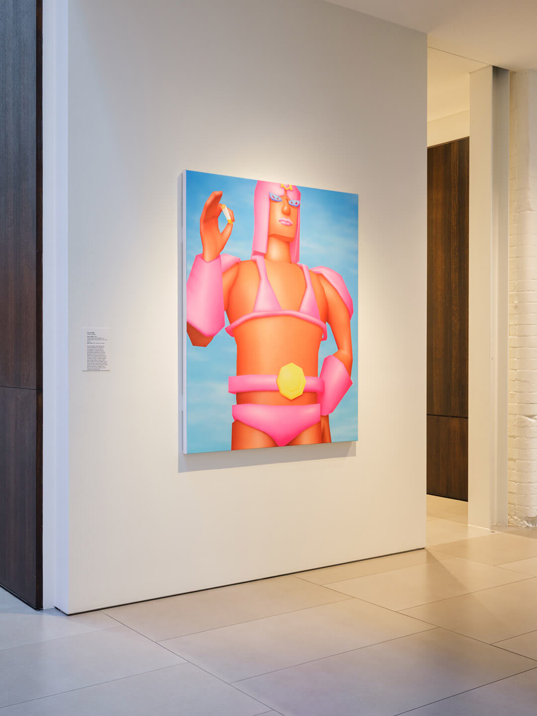 Contemporary digital artwork by Xia Han titled "Bitch Boy 1" featuring colorful figure against blue sky background