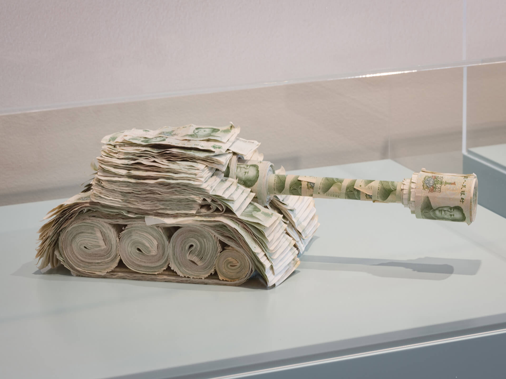 The White Rabbit gallery. The hooligan exhibition. artwork: Small Change One Renminbi Tank By XU ZHEN