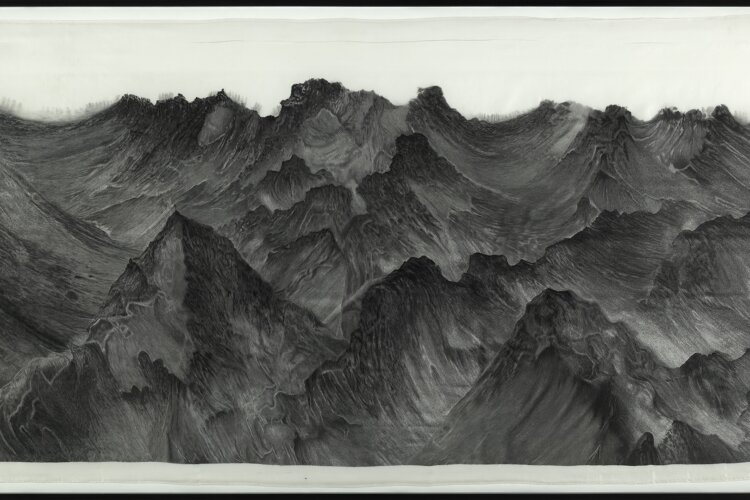 Chinese embroidery of a violent ocean