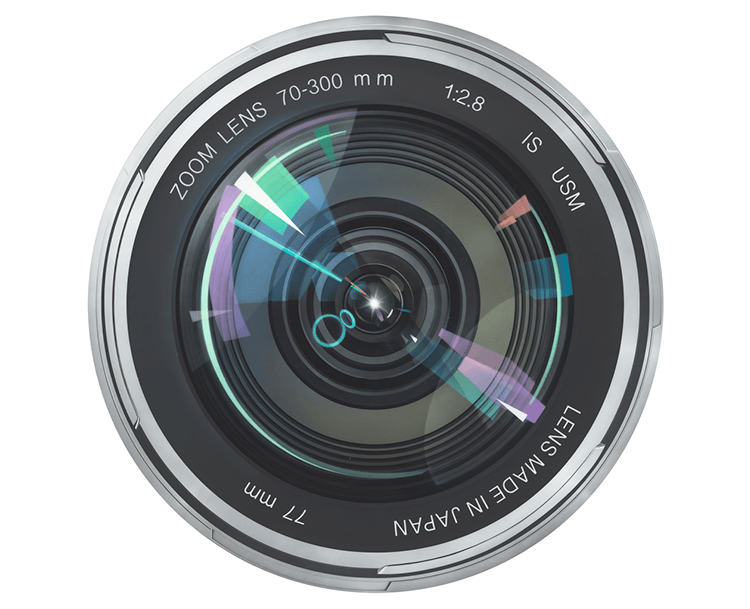 A hyper-realistic painting of a camera lens.